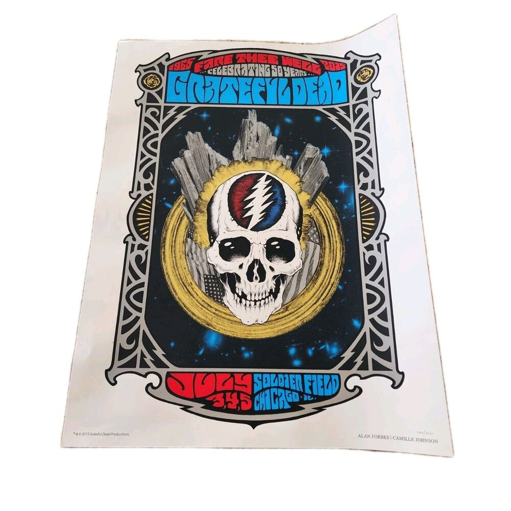 Grateful Dead Fare Thee Well 2015 Concert Poster Chicago Alan Forbes #234/2015 - Picture 1 of 4